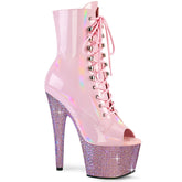 7 Inch Heel BEJEWELED-1021-7 Baby Pink Holo Patent